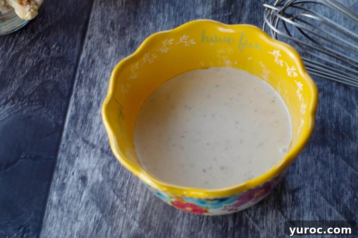 Ultimate Creamy Bacon Ranch Chicken Pasta Salad 3 ranch dressing ingredients mixed together in small bowl