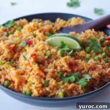 What to Serve with Carnitas: 25 Irresistible Recipes 5 Spanish brown rice served in a black bowl, garnished with cilantro.