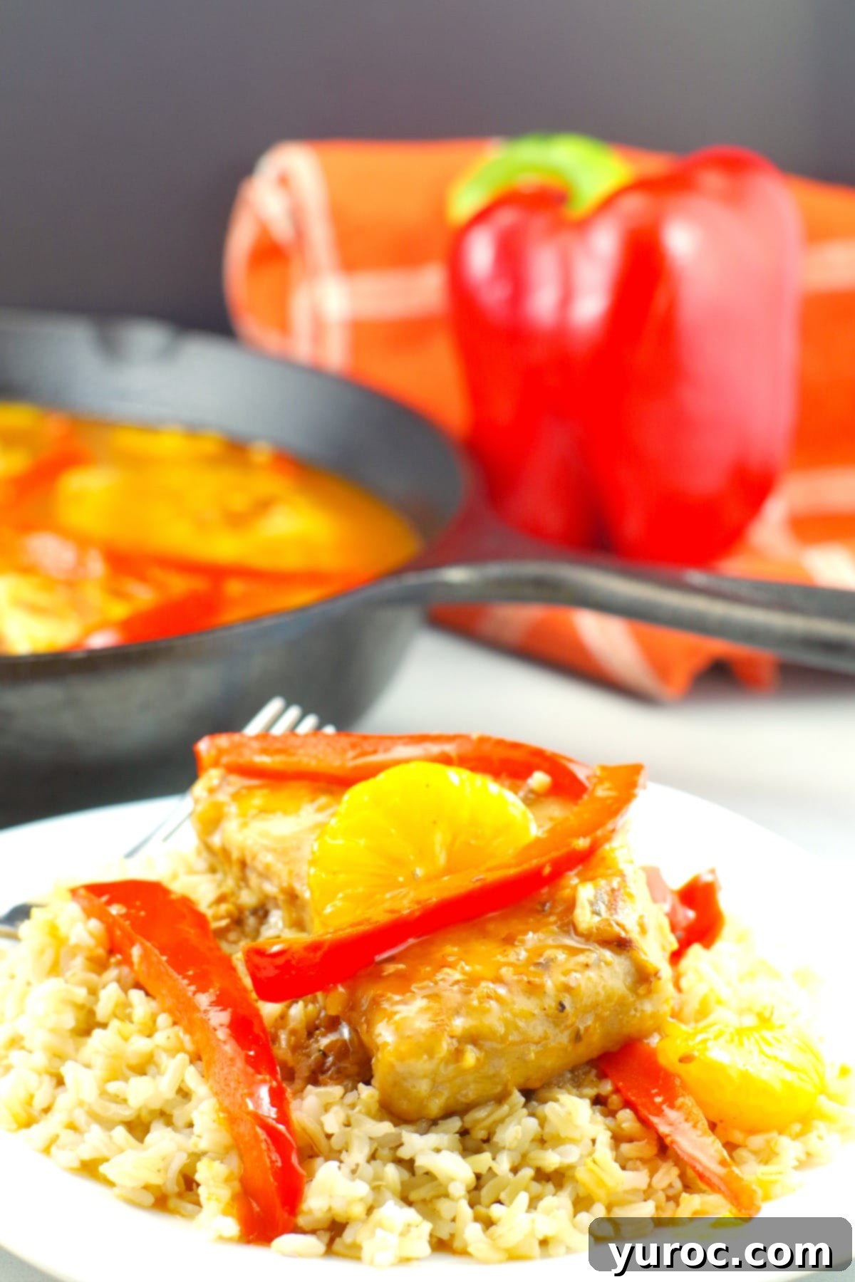 Mandarin Orange & Red Pepper Pork - Easy Pork Dinner - foodmeanderings.com