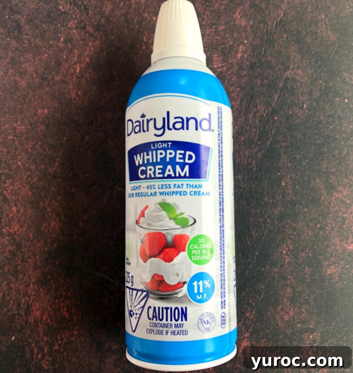 A can of light whipped cream, a recommended Weight Watchers friendly topping option.