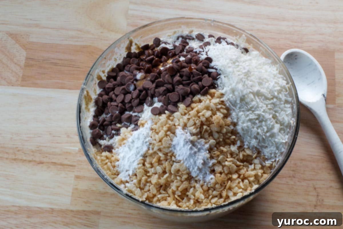 Grab-and-Go Cereal Cookies for School 7 remainder of ingredients added to glass bowl