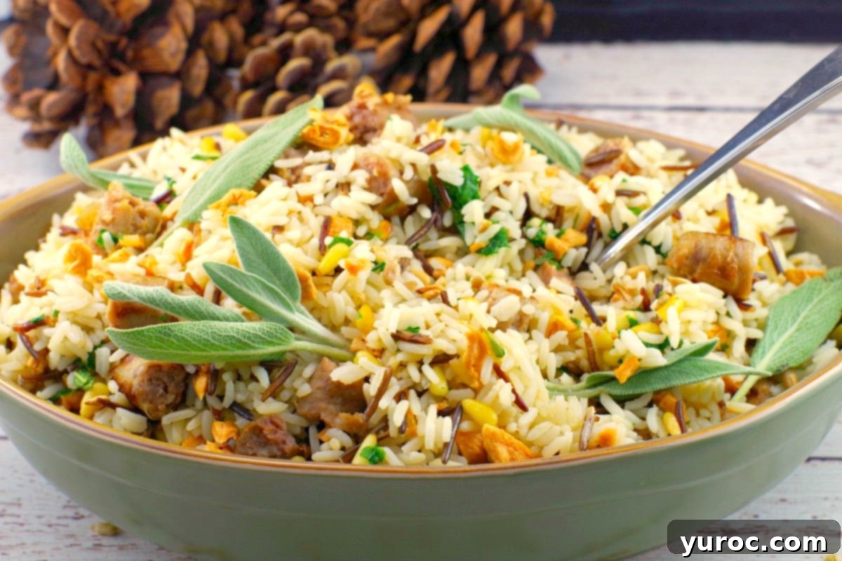 Orchard Herb Pork Chops 5 A vibrant bowl of Sausage & Apple Rice, a #glutenfree and #Thanksgivingsidedish from Foodmeanderings.com, garnished with fresh herbs