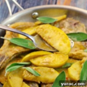 Orchard Herb Pork Chops 9 Juicy skillet pork chops with tender apples and fresh sage in a pan