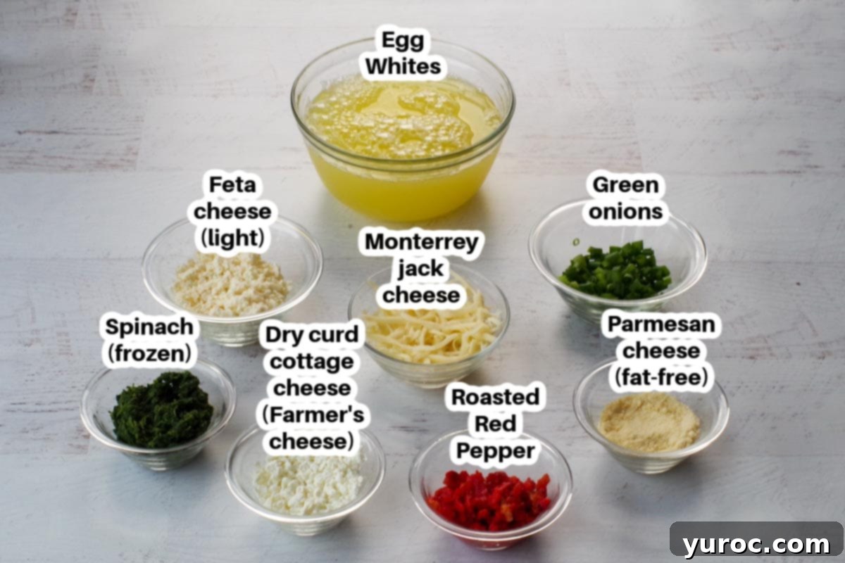 Vibrant Roasted Red Pepper Egg White Bites 3 ingredients in egg white bites in glass bowls, labelled