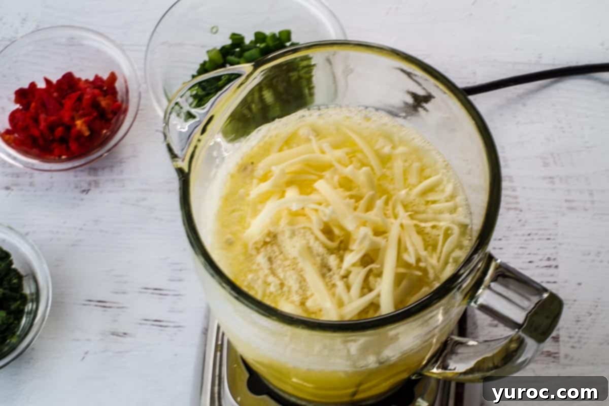 Vibrant Roasted Red Pepper Egg White Bites 4 cheese added to egg whites in blender