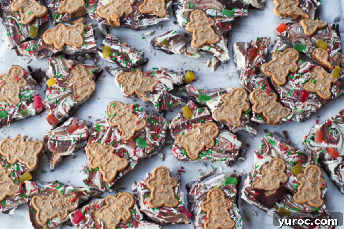 Christmas Chocolate Bark broken into pieces