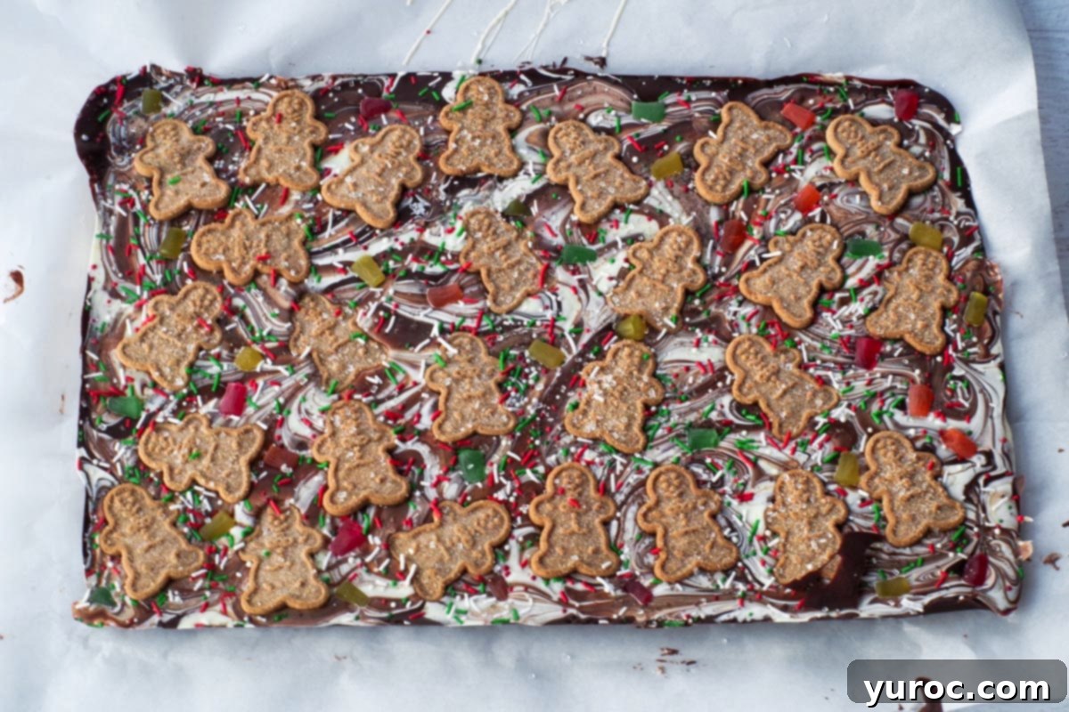 hardened Christmas bark on parchment