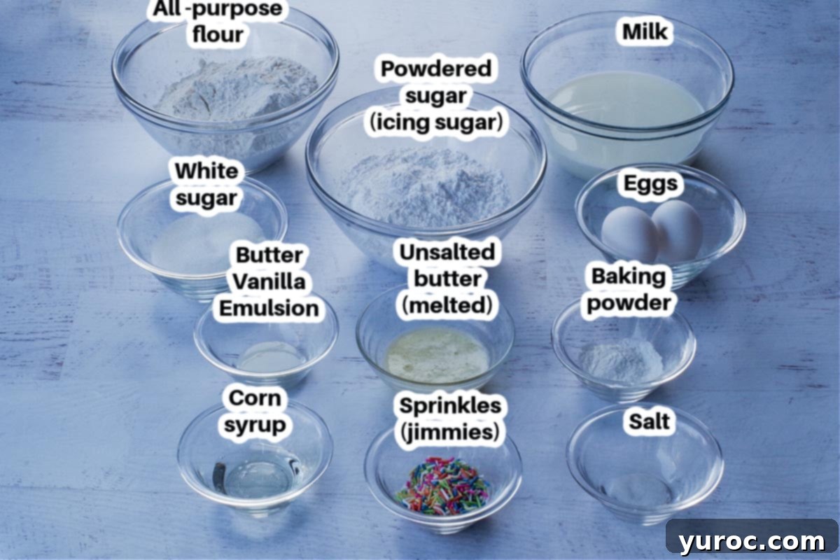 ingredients in sugar cookie pancakes in glass containers, labelled