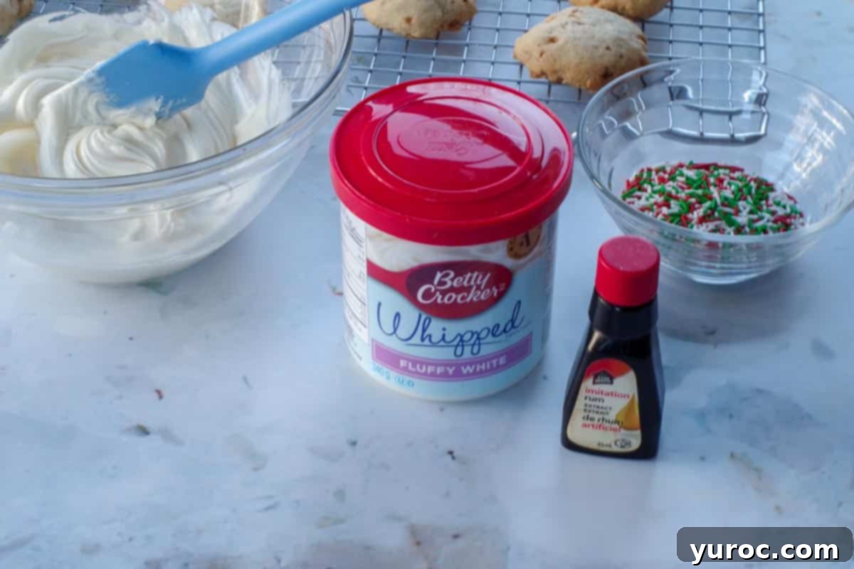 container of store-bought frosting and rum extract