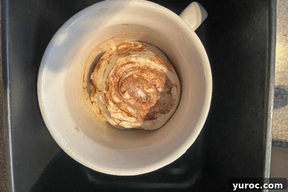 Healthy Cinnamon Swirl Mug Treat 18 raw cinnamon roll in a meal mug