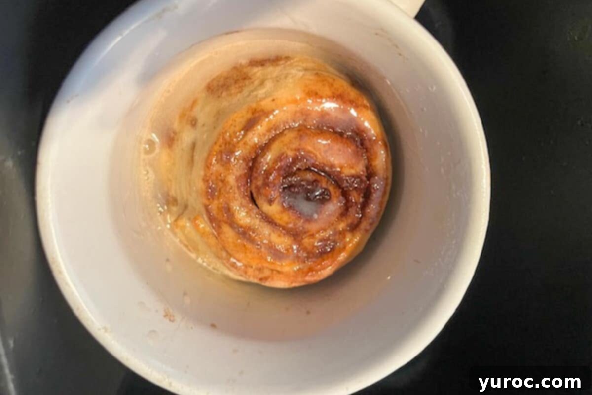 Healthy Cinnamon Swirl Mug Treat 19 baked cinnamon roll in a meal mug
