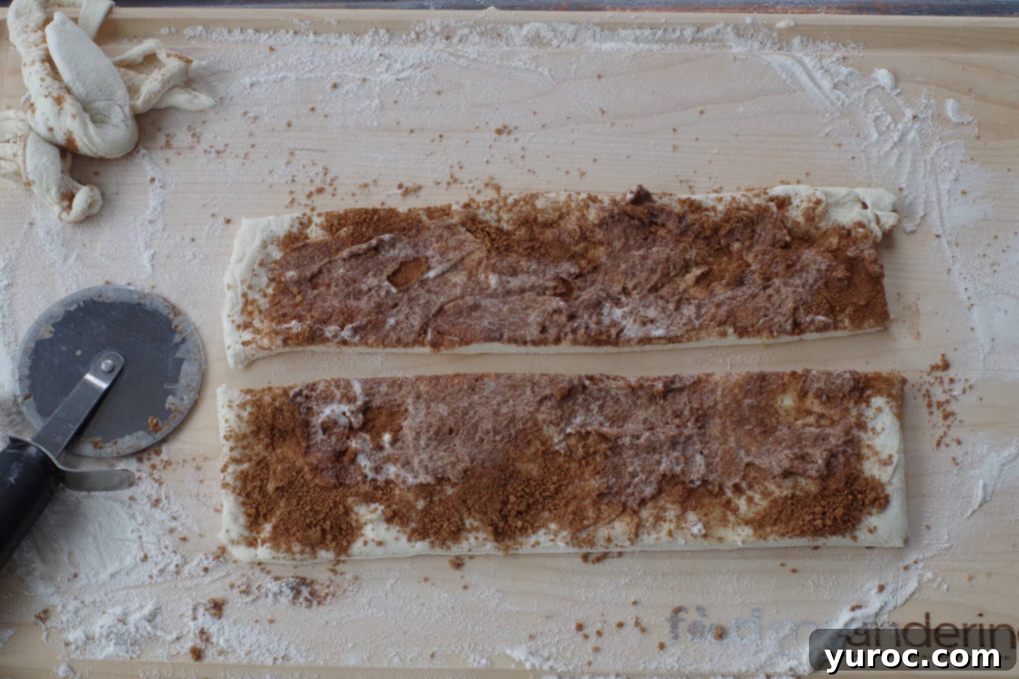 Healthy Cinnamon Swirl Mug Treat 10 dough cut into 2 strips