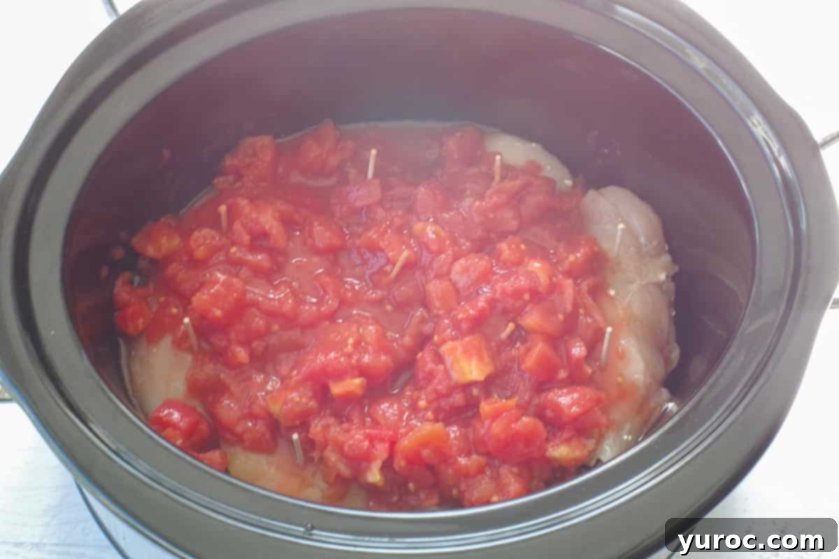 stuffed chicken rolled up that's covered in tomato 