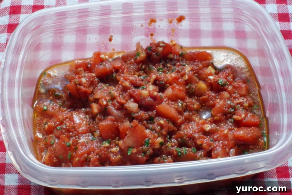 bruschetta in a storage container