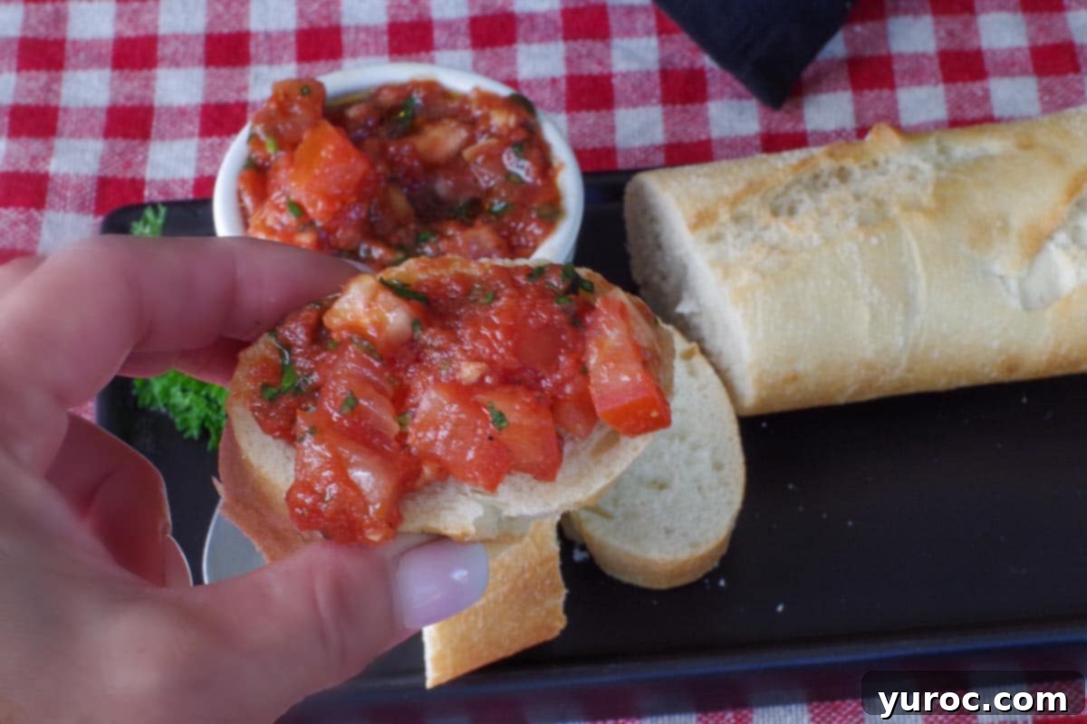 bruschetta on a piece of baguette