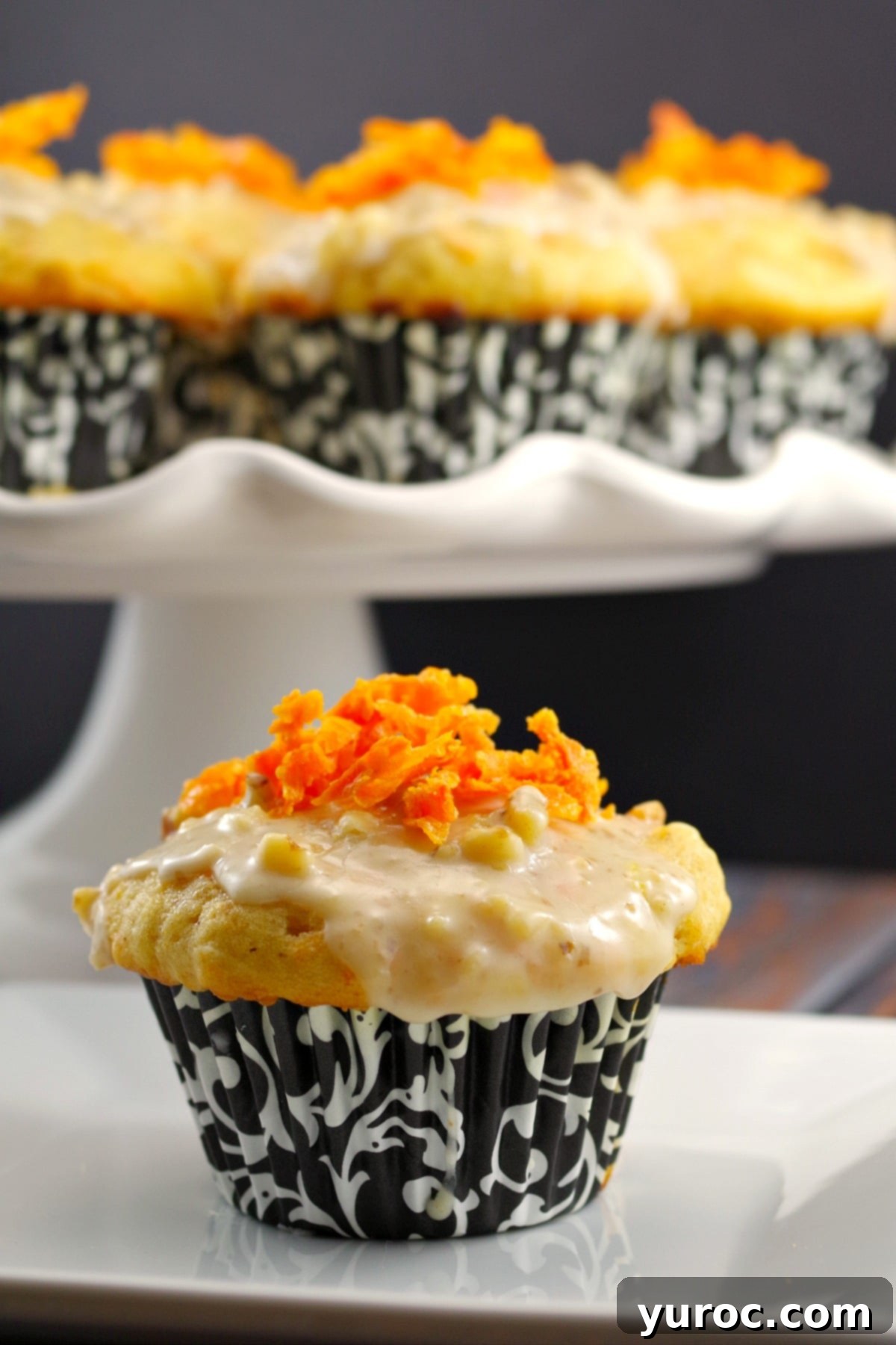 Glazed Carrot Cake Doughnut Muffins 5 Beautifully glazed Carrot Cake Doughnut Muffin, ready to be served - foodmeanderings.com