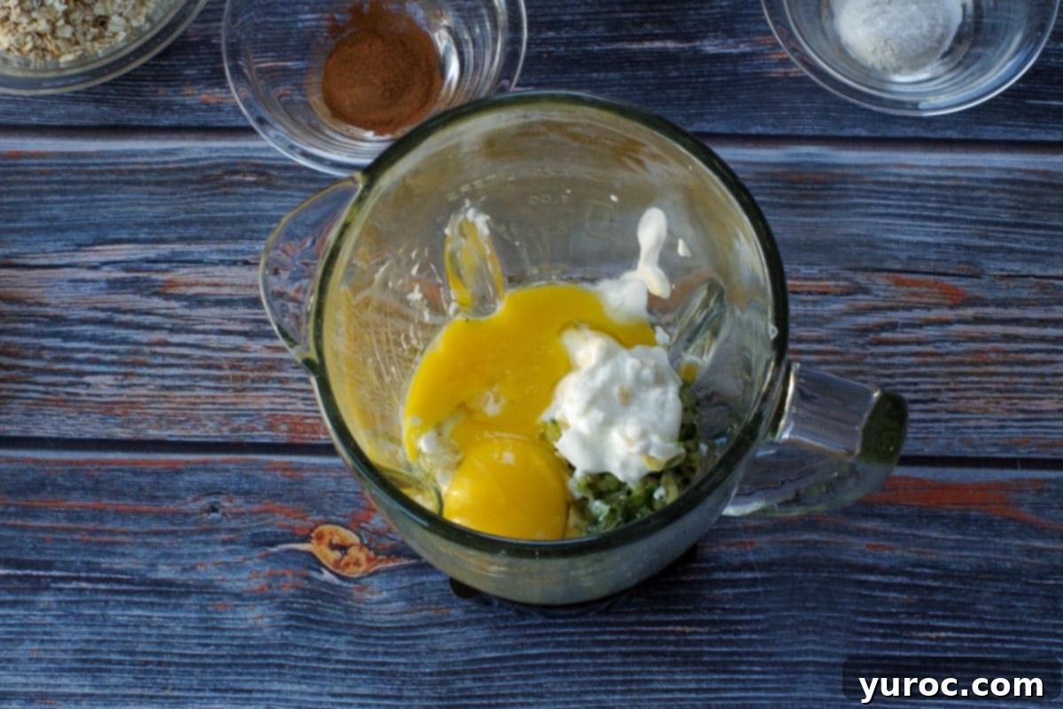 wet ingredients in blender
