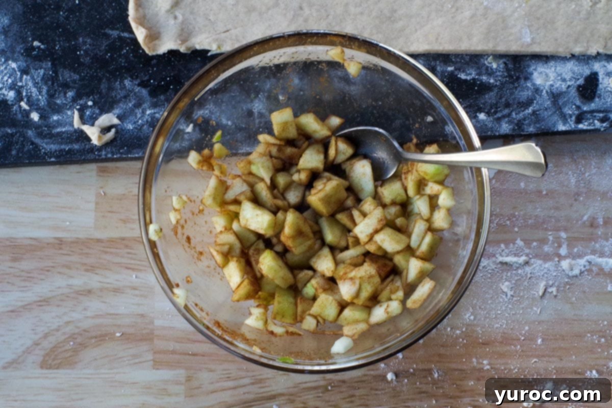 diced apples tossed with brown sugar and remaining cinnamon