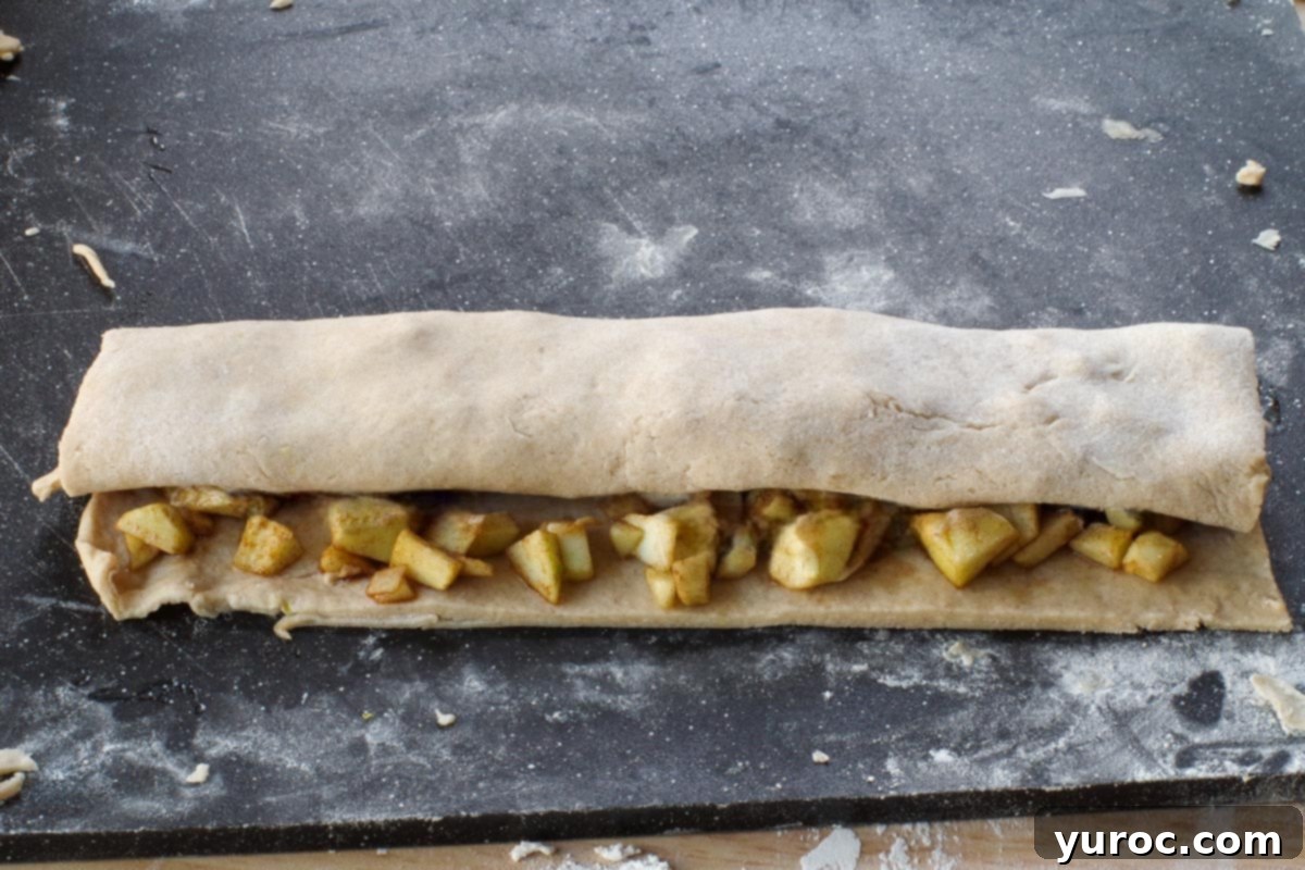 dough folded over apples again
