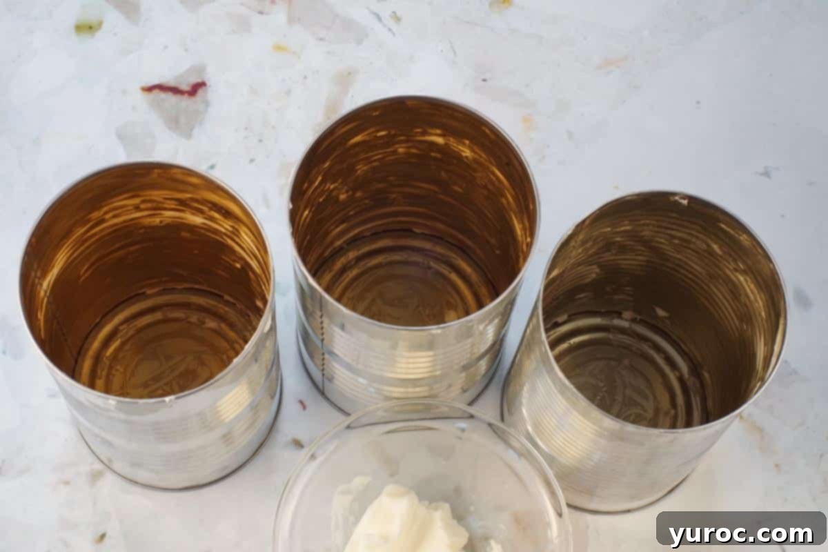 Bread Machine Ukrainian Easter Babka 10 3 large tomato juice tins greased with shortening and bowl of shortening in front.