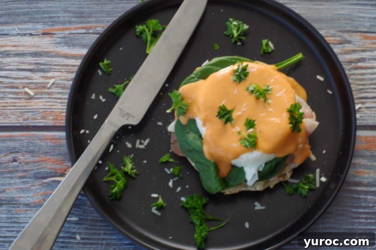 Artichoke and Roasted Red Pepper Hollandaise sauce on
