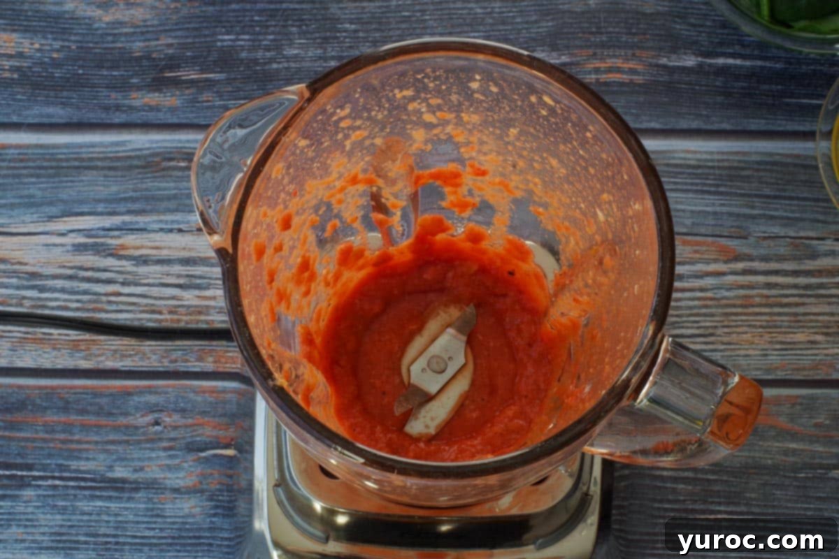 Red Peppers, artichokes and jalapenos pureed in blender.