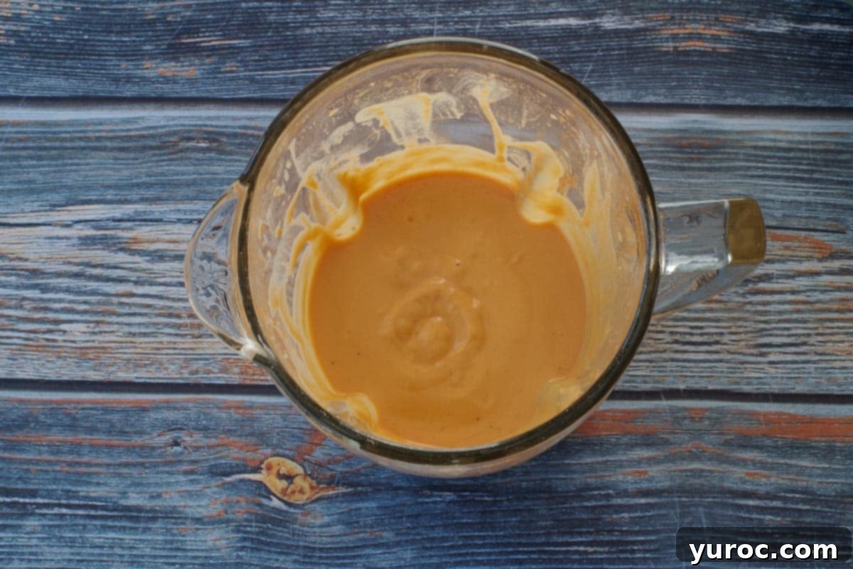 Butter and oil added to mixture to create a rich and creamy Artichoke and Roasted Red Pepper Hollandaise.