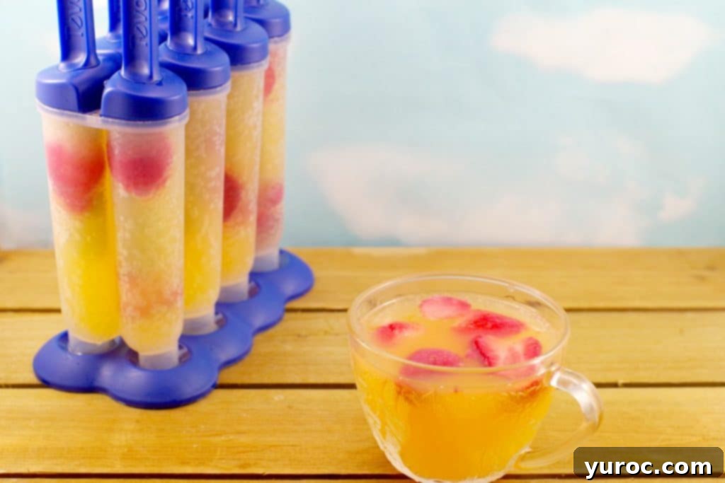 Berry Bliss Fizz 9 Sparkling Strawberry Punch Popsicles- foodmeanderings.com