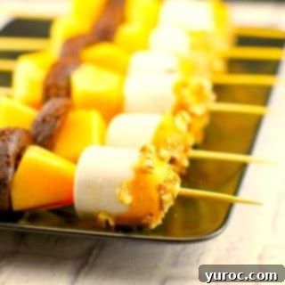 Rocky Road dessert skewers on black tray
