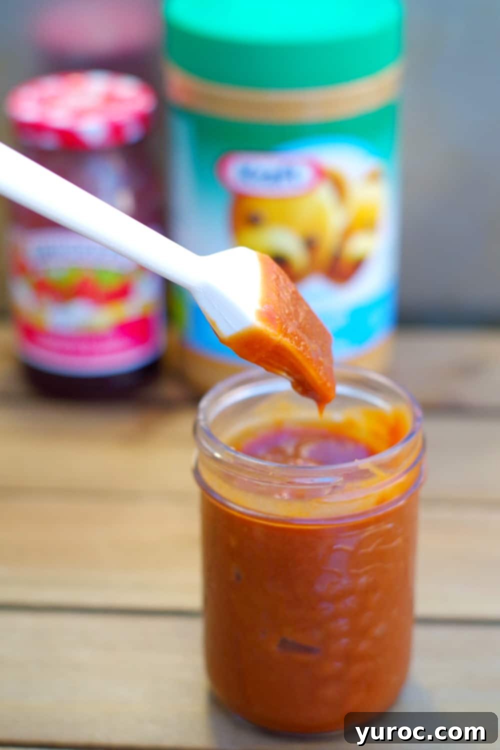 PB&J BBQ sauce in a jar with 