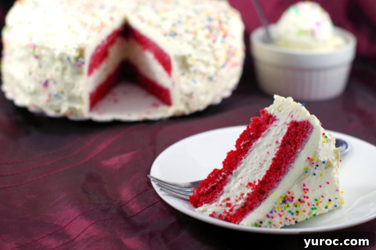 Decadent Red Velvet Ice Cream Cake 2 Red Velvet Ice Cream Cake with creamy white chocolate cream cheese frosting