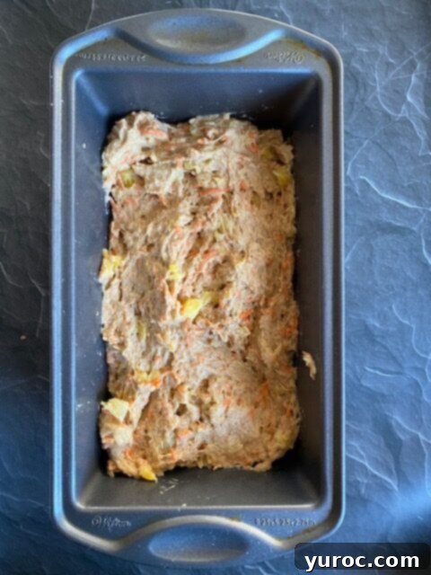 batter in a loaf pan