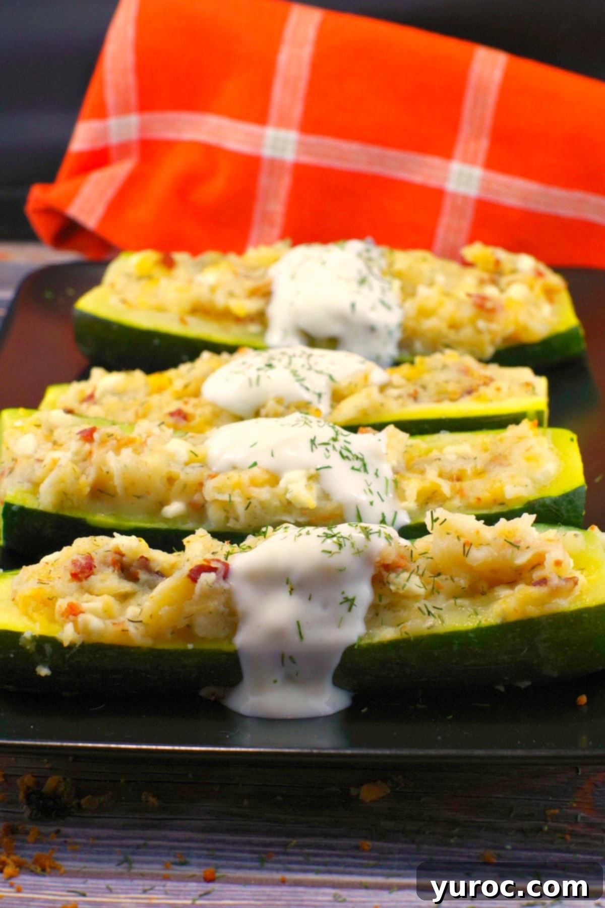 Perogy Zucchini Boats Recipe | #perogy #zucchini - Foodmeanderings.com