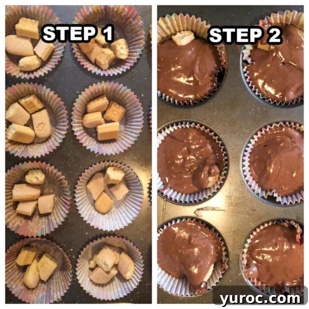 Cake Mix Tiramisu Cupcakes 4 collage of 2 photos of how to make tiramisu cupcakes