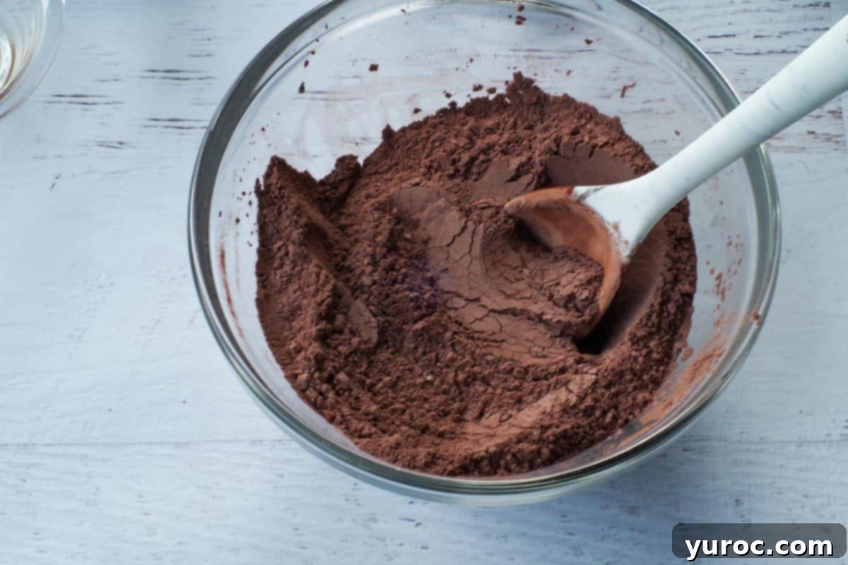 Sneaky Spinach Applesauce Brownies 5 dry ingredients mixed together in a glass bowl