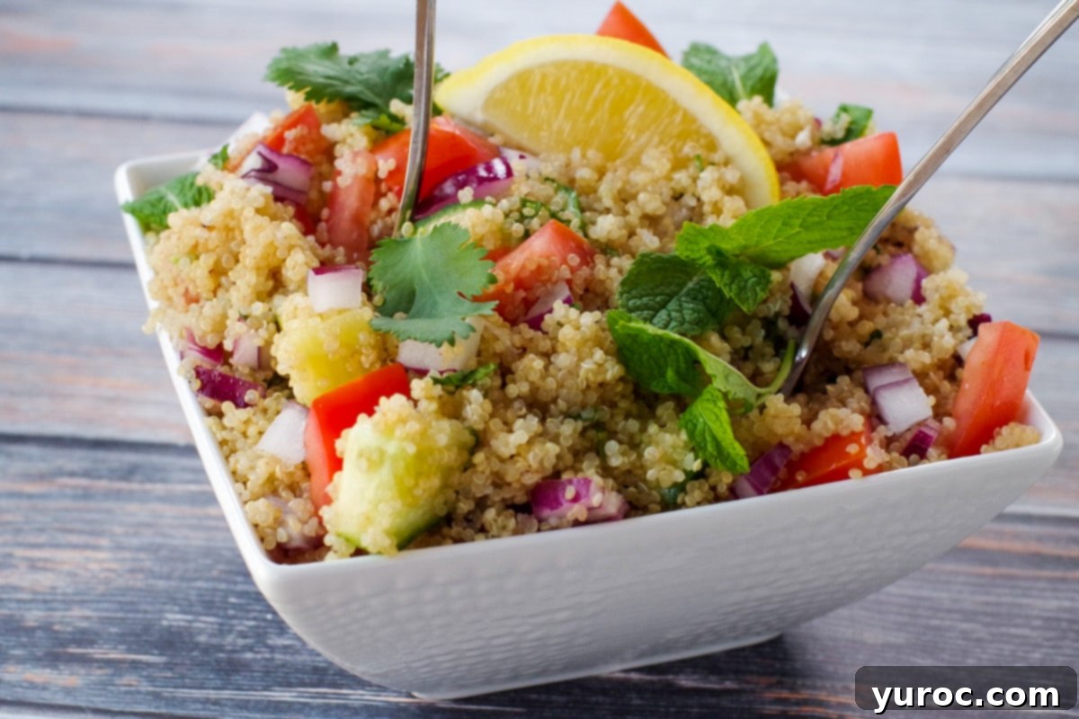 quinoa salad in white bowl