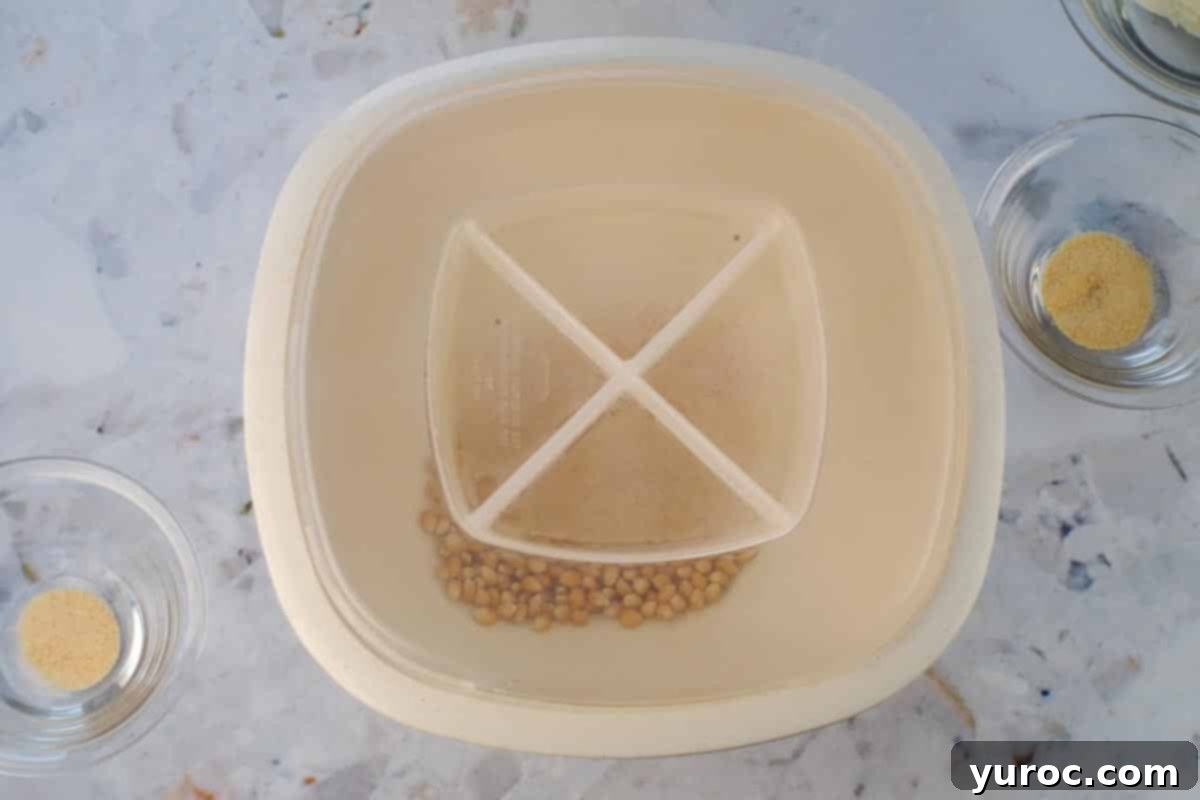 Popcorn kernels in microwave popper with lid on.