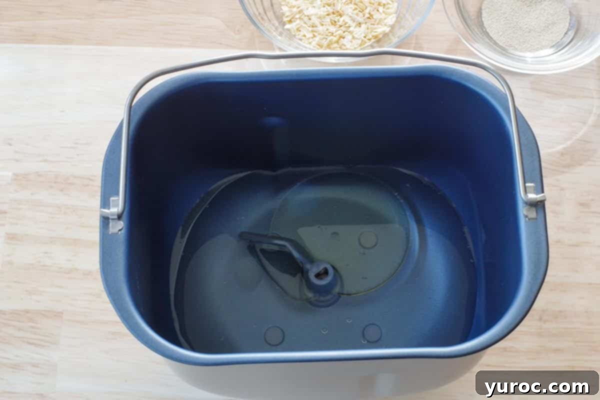 water and oil added to bread pan