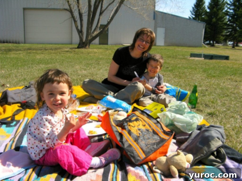Family enjoying a picnic outdoors