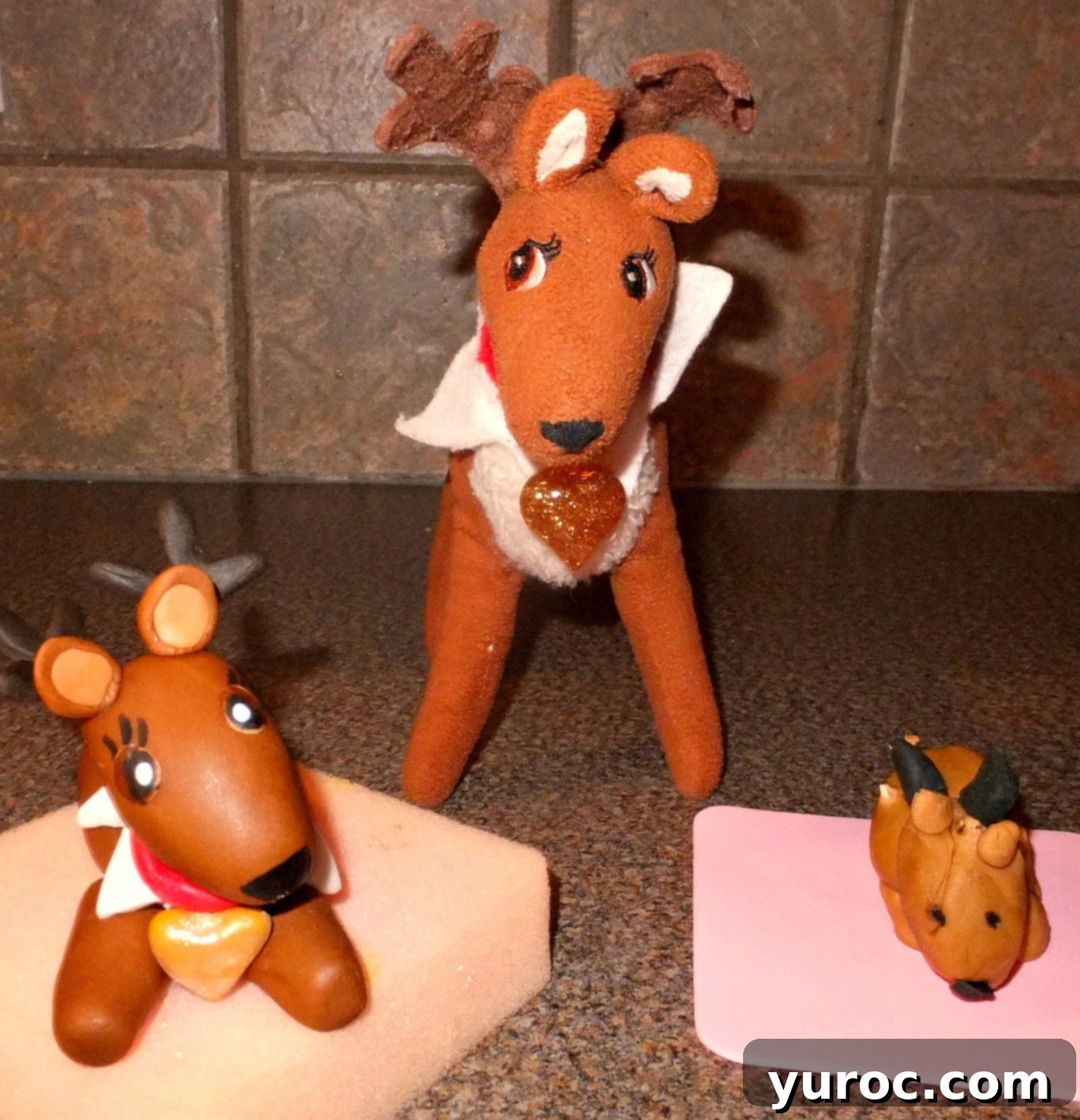 Three edible fondant elf pet 'Drummer' figures for cake decoration