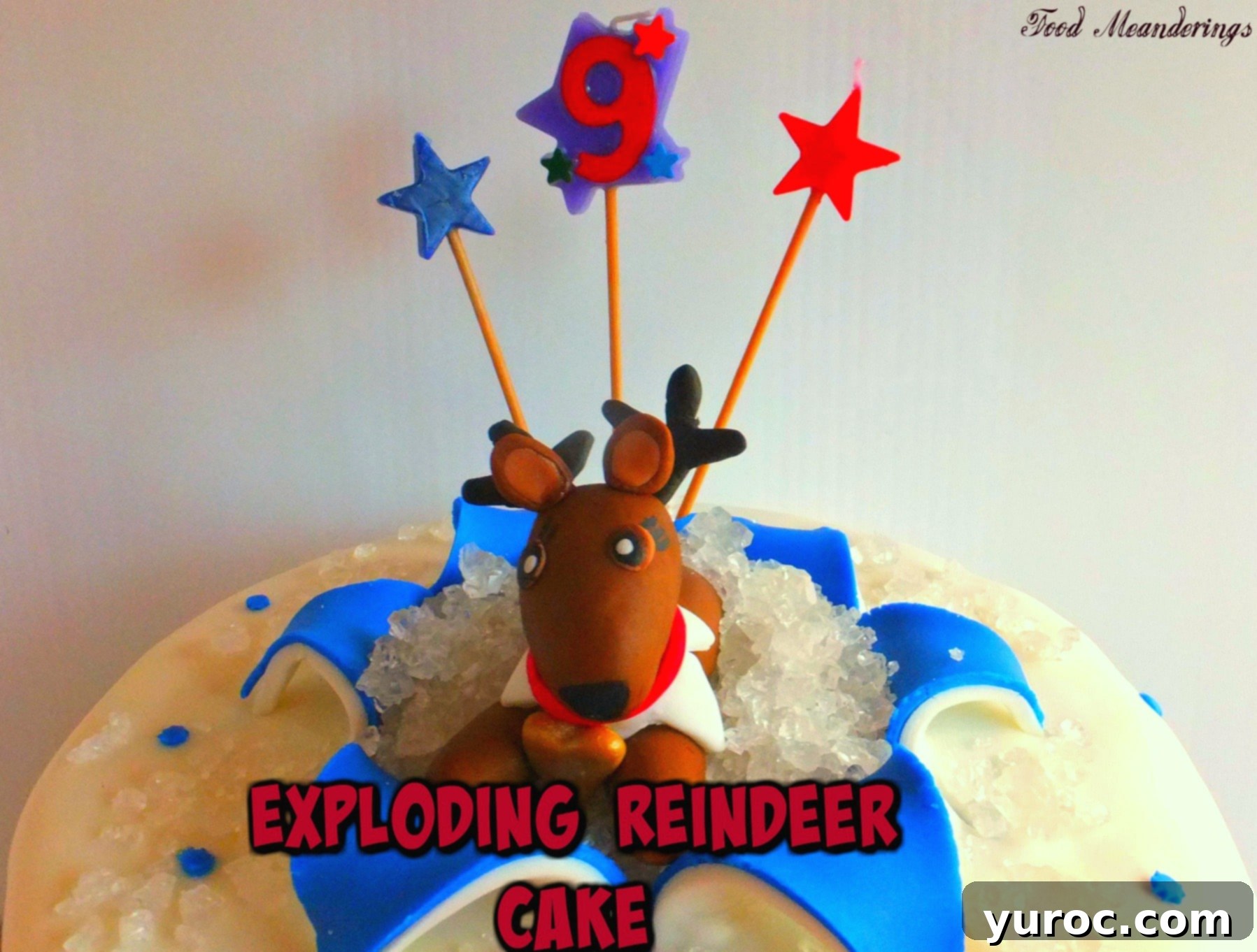 Exploding reindeer cake technique with parchment paper