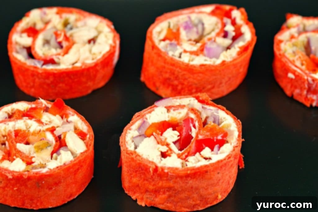 Chicken Tortilla Swirls 3 Tortilla Pinwheels recipe | Weight Watcher - foodmeanderings.com