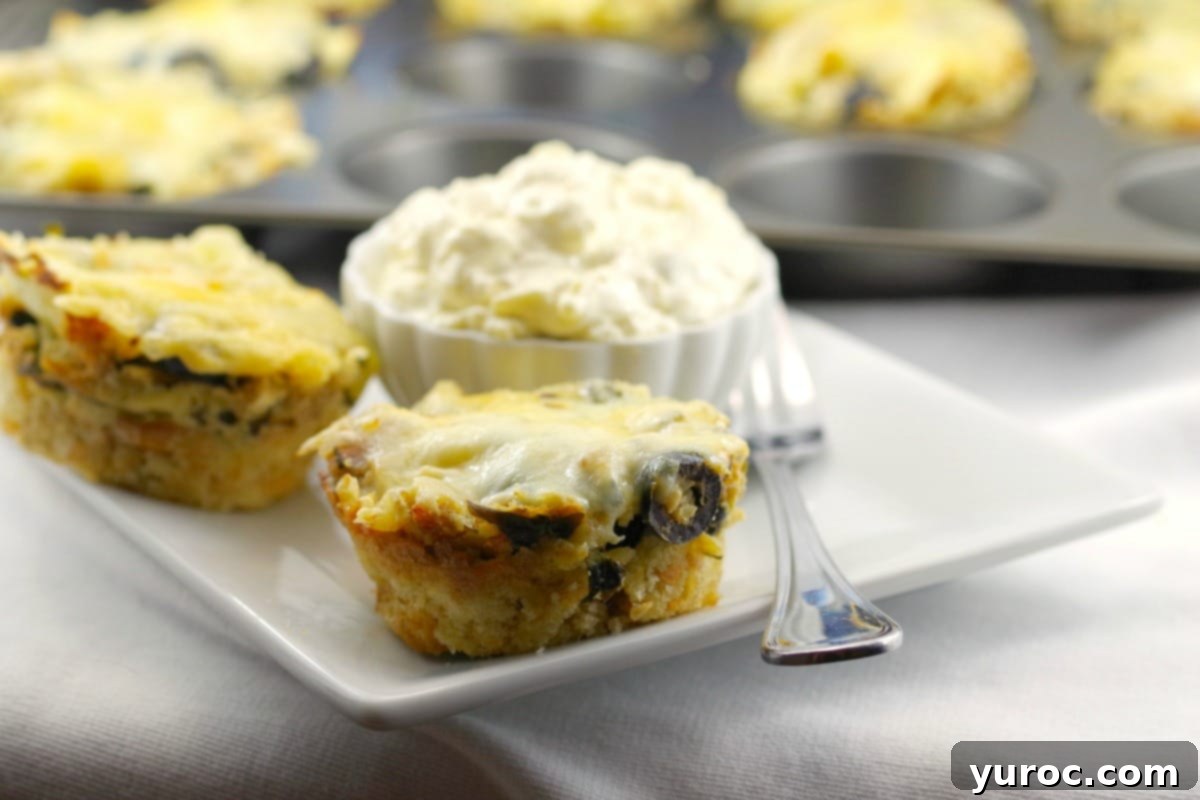 Grecian Baked Pasta Bites 2 Greek Lasagna Cups with garlic toast - a delicious, portable hot lunch alternative