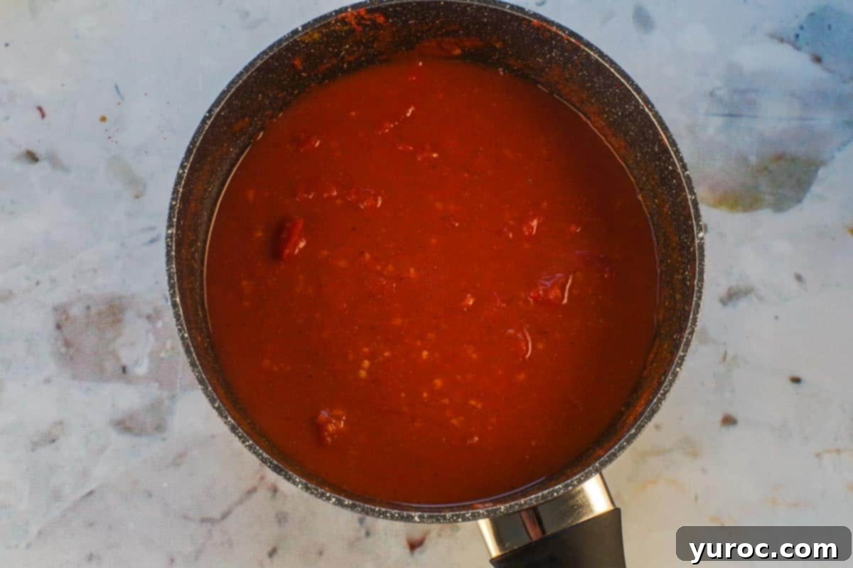 water mixed into sauce