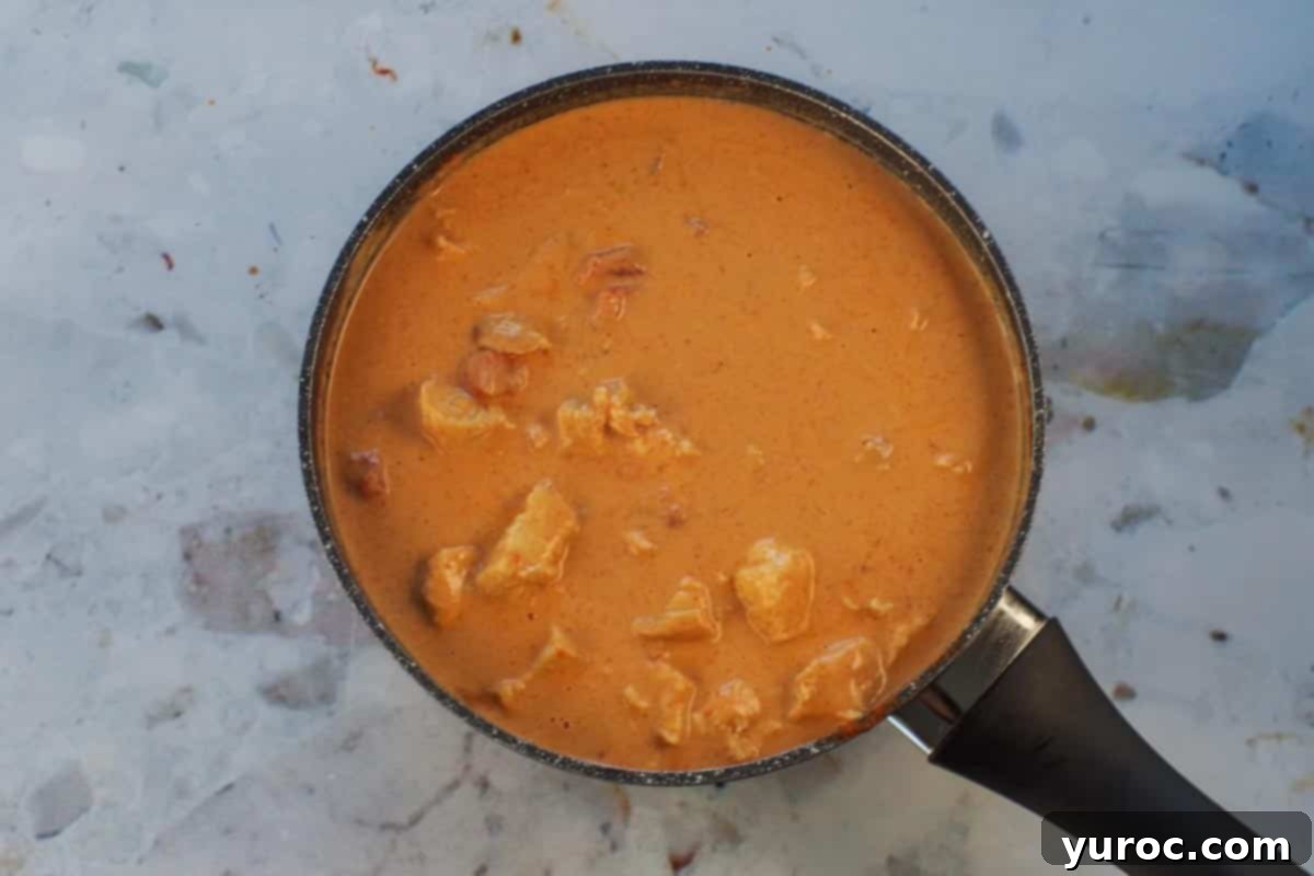 chicken added to sauce