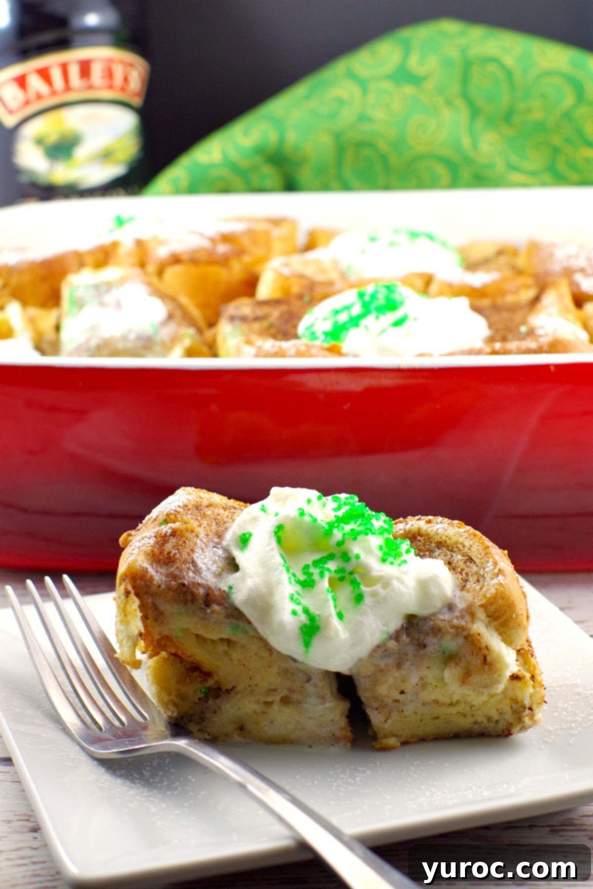 Best overnight french toast casserole - Bailey's Irish Cream St. Patrick's Day