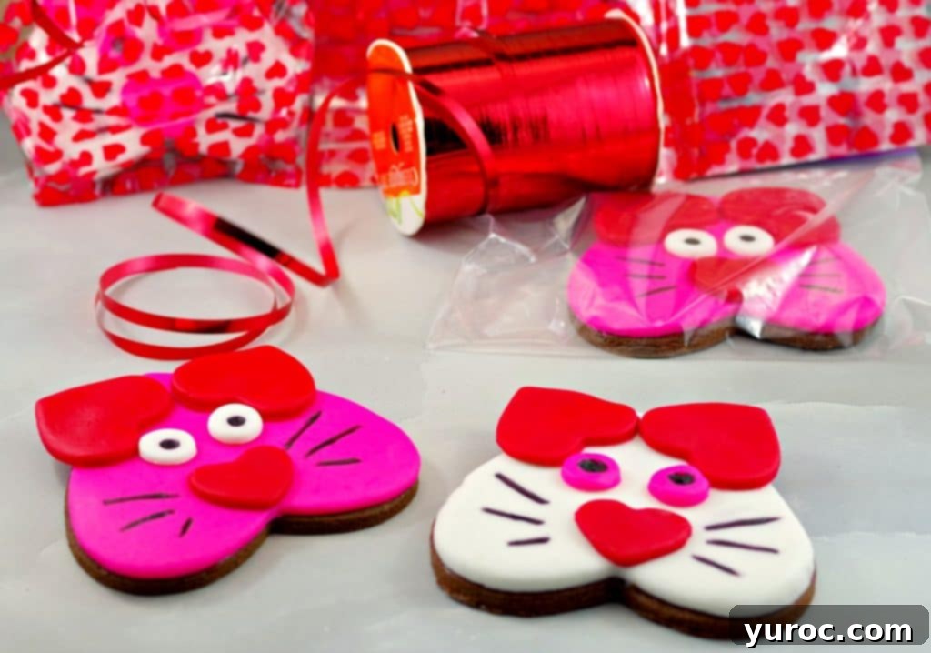 Purr-fect Heart-Shaped Cat Treats 1 Cat Cookies | Valentine's Day Sugar Cookies