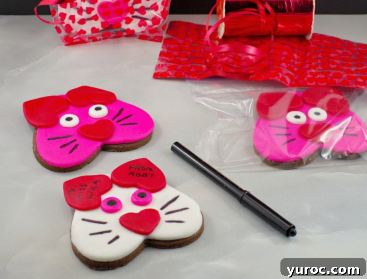 Purr-fect Heart-Shaped Cat Treats 8 Cat Cookies - heart-shaped edible Valentine