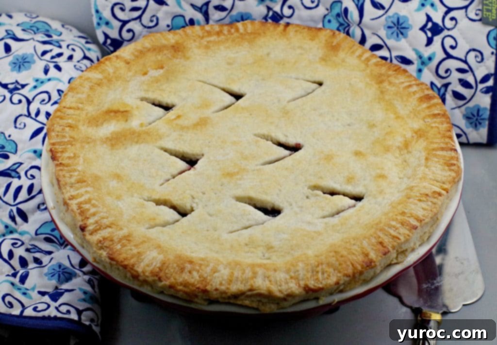 Baked pie with slits for venting