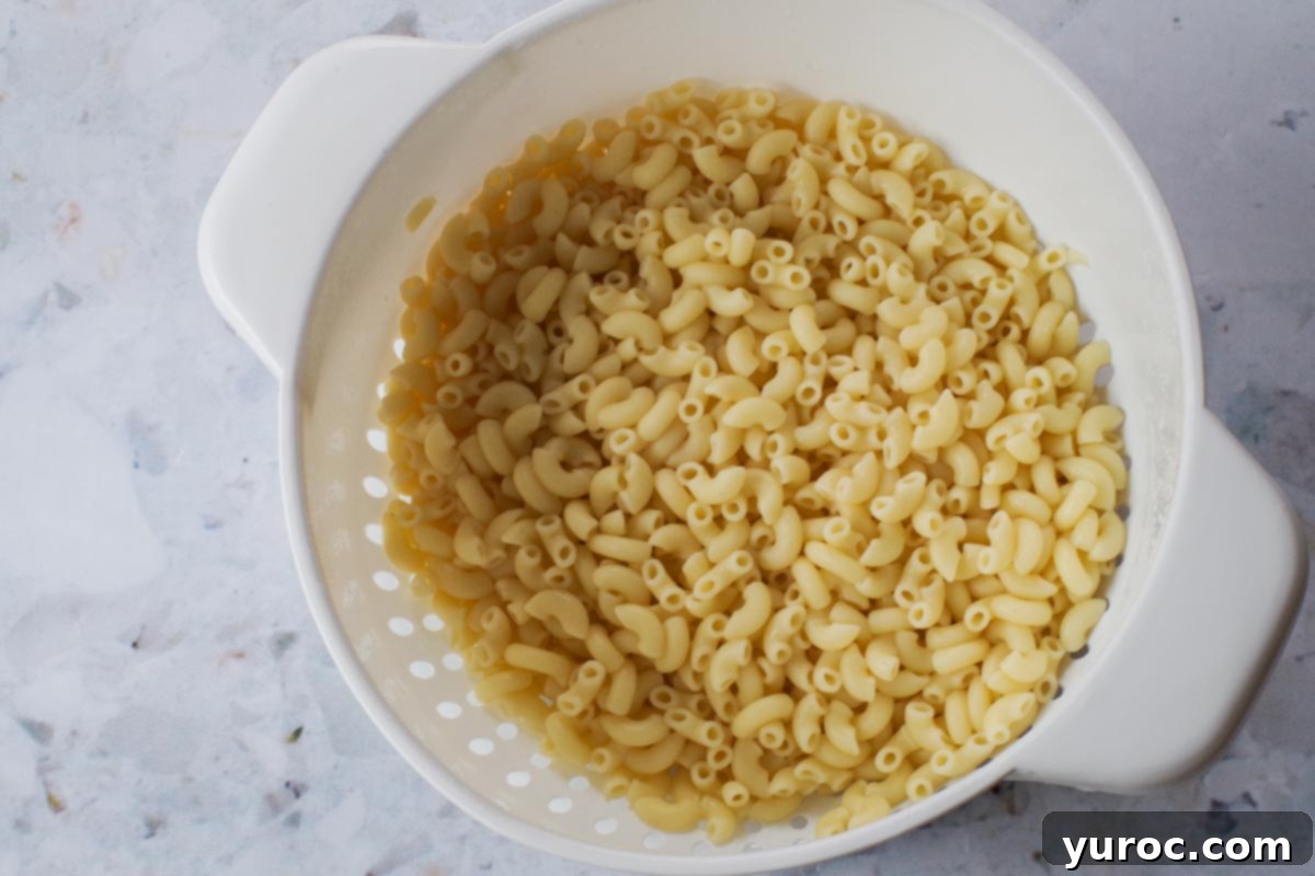 Wholesome Tuna Macaroni Salad 5 Drained macaroni in a colander.